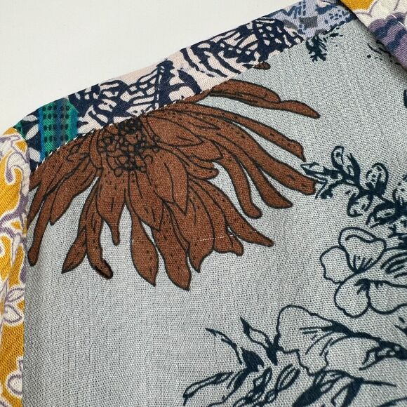 Umgee Top Womens S Patchwork Floral Boho Hippie Western Colorful Blouse - Picture 6 of 7